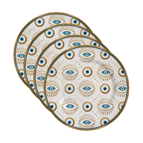 Conjunto 4 Pratos Fundos Olho Grego Alleanza