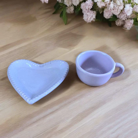 Xícara de Café Com Pires Coração Rosa Home Decor - comprar online