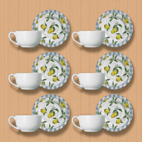 Conjunto 6 Xícaras de Chá Com Pires Amalfitana Alleanza