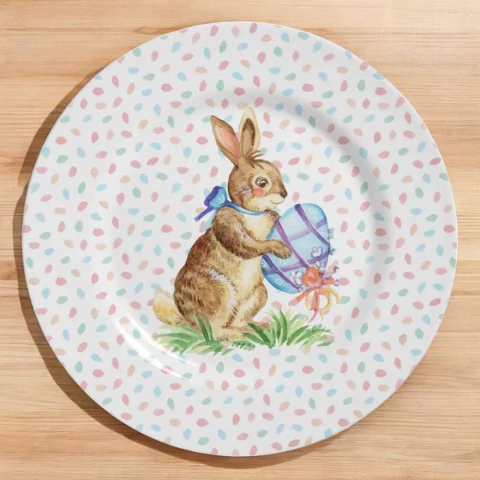 Conjunto 8 Pratos Raso Pascoa Color Rabbits Poá 101B Alleanza - comprar online