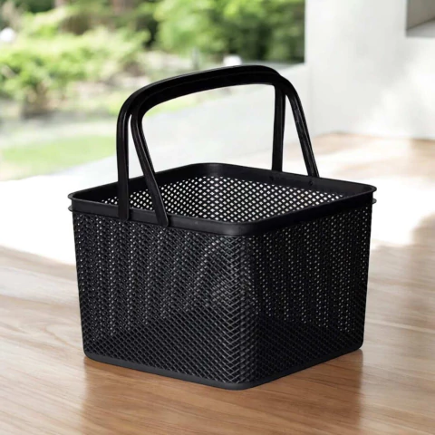 Cesto com alça Quadrado Preto 27x27x20cm Linea Paramount