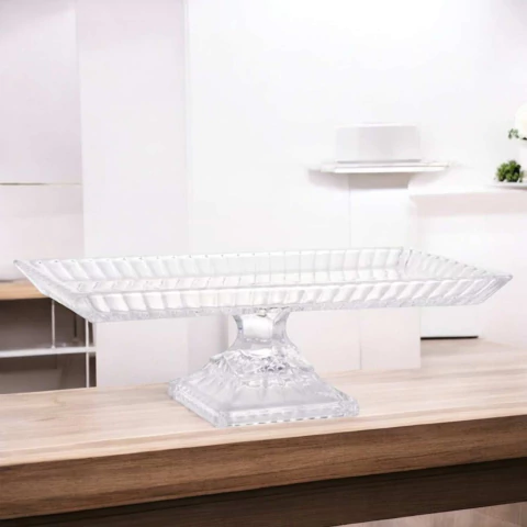 Travessa Cristal de Chumbo Com Pé Lys 34x17x11cm Wolff - comprar online