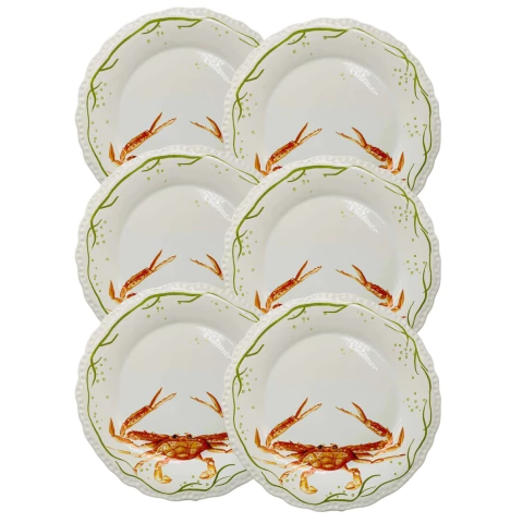Conjunto 6 Pratos Rasos Lagosta (Estampa Cararanguejo) Scalla