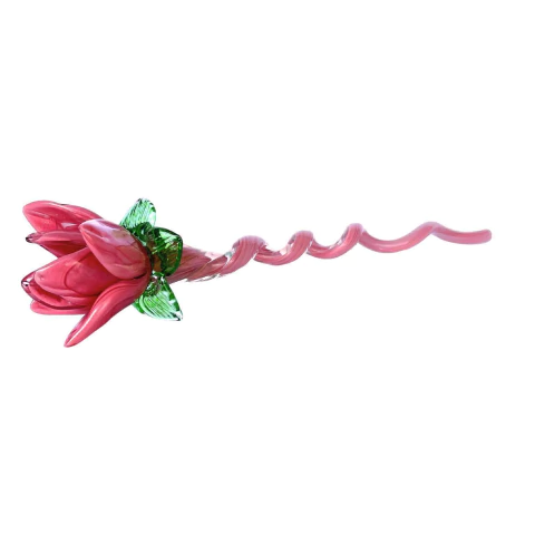 Adorno de mesa Flor em vidro rosa - L10xA40cm Rosa cor solida CS