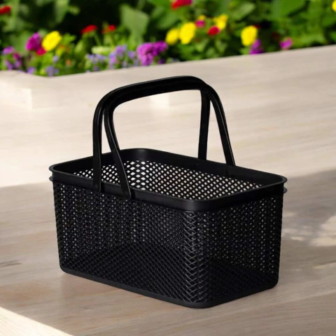 Cesto Com Alça Retangular Preto 30x18x15cm Linea Paramount