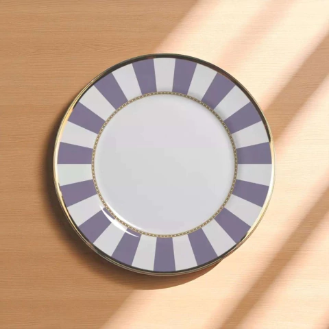 Conjunto 6 Pratos de Sobremesa Lavender Strip Filete Ouro Alleanza - comprar online