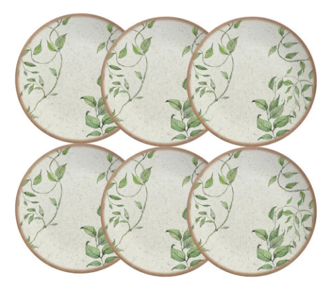 Conjunto 6 Pratos Rasos Coup Tropical Leaves Alleanza