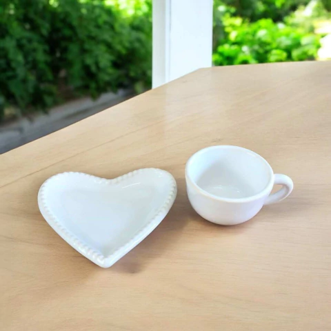 Xícara de Café Com Pires Coração Branco Home Decor - comprar online