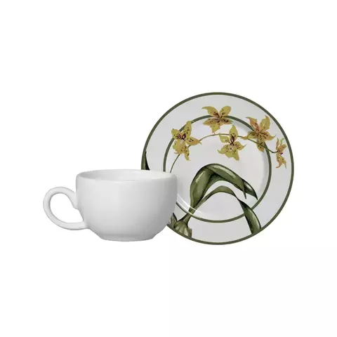 Conjunto 6 Xícaras Café Branca Com Pires Orquideas Alleanza