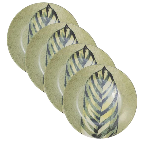 Conjunto 4 Pratos Sobremesa Wild (Folha) 2ª Linha Scalla