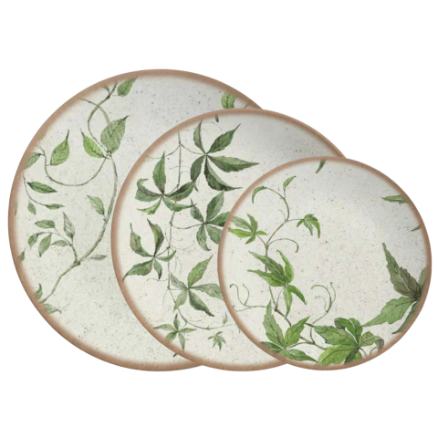 Jogo de Pratos 12 Peças (4 Rasos/4 Fundos/4 Sobremesa) Coup Tropical Leaves Alleanza
