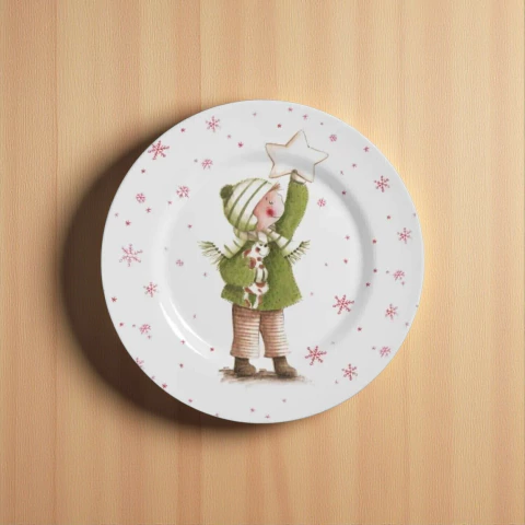 Conjunto 6 Pratos Sobremesa Sweet Christmas Coleção Natal (menino) Alleanza