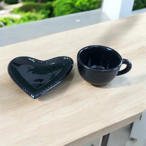 Xícara de Café Com Pires Coração Preto Home Decor - comprar online