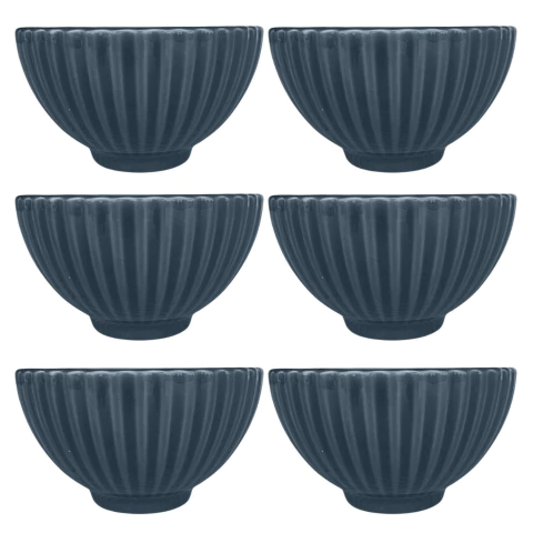 Conjunto 6 Bowls Frisado Azul Escuro Scalla