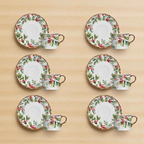 Conjunto 6 Xícaras Christmas Cheers Maison Blanche