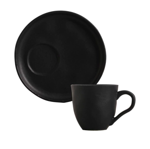 Conjunto 6 Xícaras de Chá com Pires Bio 170ml Preto Matte Porto Brasil - comprar online