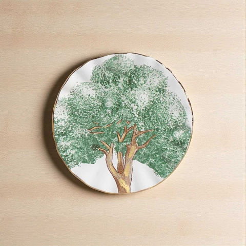 Conjunto 6 Pratos Sobremesa Com Filete Ouro Ypê Verde Scalla - comprar online