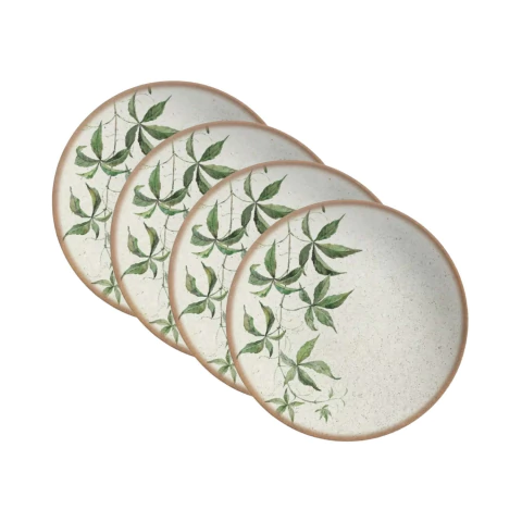 Conjunto 4 Pratos Fundos Tropical Leaves Alleanza