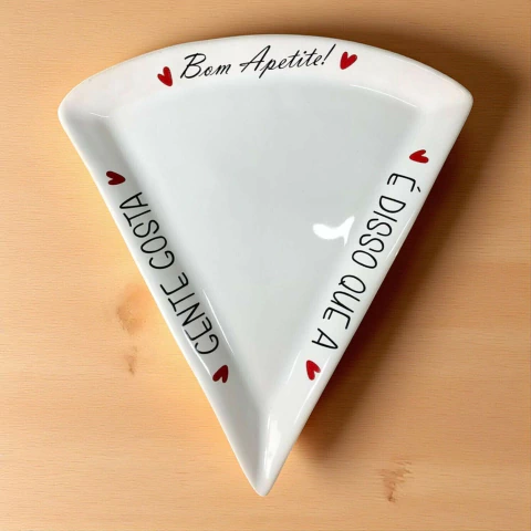 Conjunto 4 Pratos Pizza Frases Coração G.A