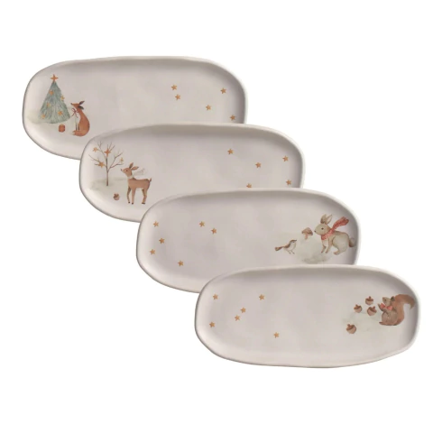 Kit Com 4 Travessas Oval P Rasa Orgânico Christmas Card Porto Brasil