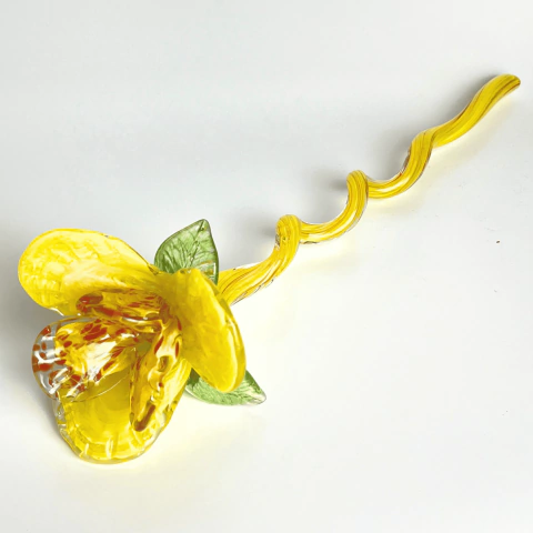 Adorno de mesa Flor em vidro amarelo - L12xA40cm Amarelo cor solida CS