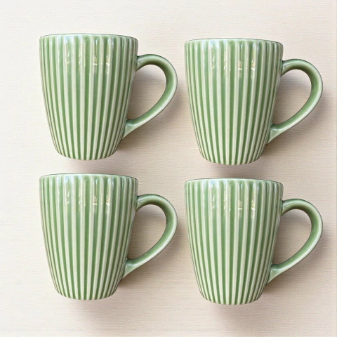 Conjunto 4 Canecas Frisada Verde Salvia Scalla