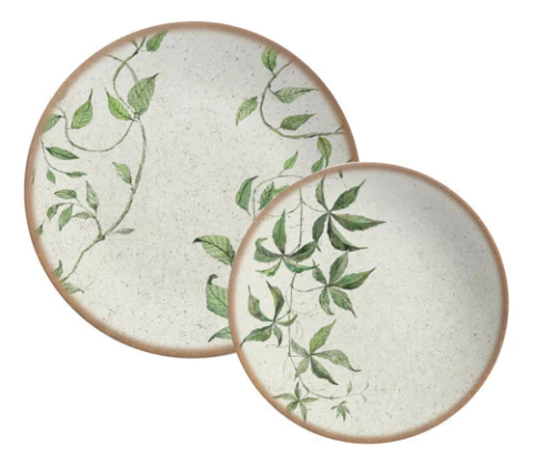 Conjunto 8 Pratos Coup Tropical Leaves (4 Rasos/4 Sobremesa) Alleanza