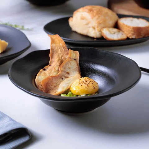 Conjunto 4 Pratos de Entrada Orgânico Preto Matte 2ª Classificação Porto Brasil