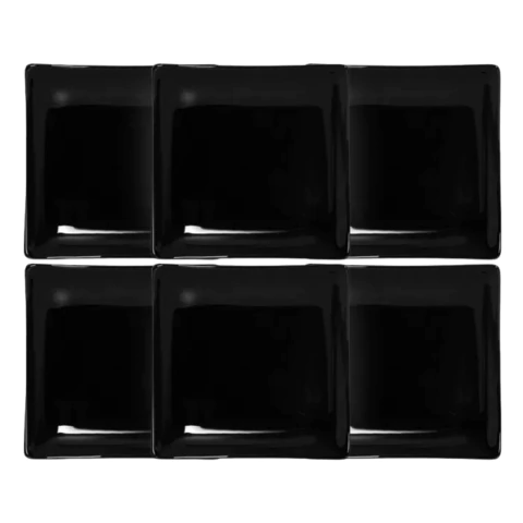 Conjunto 6 Pratos Quadrados Médio Oriental Preto Scalla