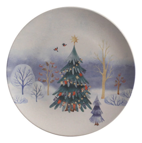 Conjunto 6 Pratos Rasos Coup Stoneware Natal Magia Glacial Porto Brasil