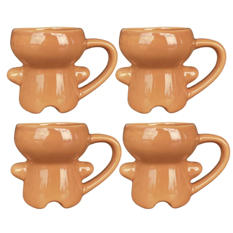 Conjunto 4 Canecas Ginger Bread Marrom 2ª Linha Scalla