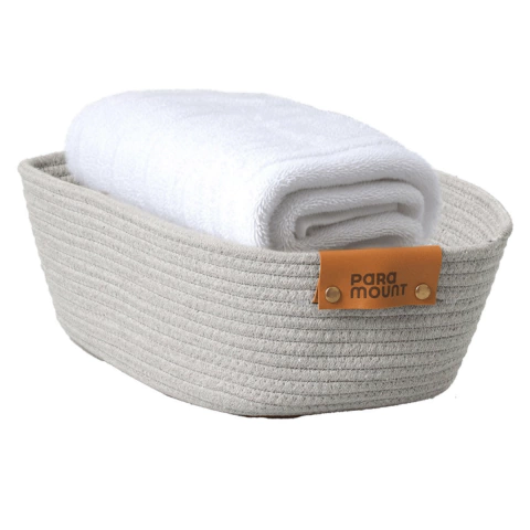 Cesto de Algodão Com Alça 45x30x15 Cinza Paramount