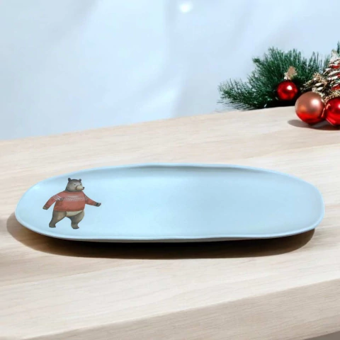 Travessa Oval Rasa G Orgânico Magia Glacial I 36x13cm (Urso) Porto Brasil - comprar online