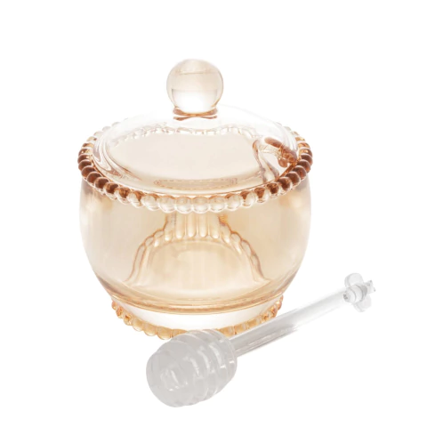 Meleira Cristal de Chumbo Com Colher Pearl Âmbar Wolff