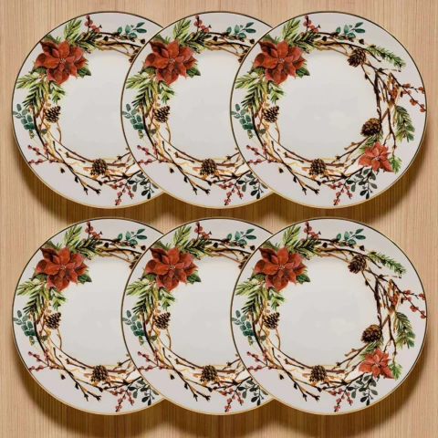 Conjunto 6 Pratos Raso Natal Guirlanda Alleanza - comprar online
