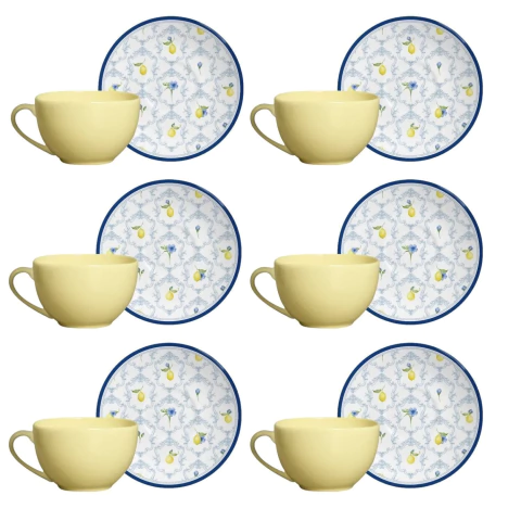 Conjunto 6 Xícaras Chá Amarela Com Pires Coup Sicilia Alleanza