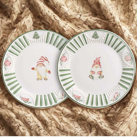 Conjunto 4 Pratos Sobremesa Natal dos Duendes Scalla