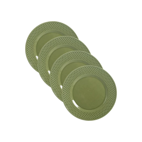 Conjunto 4 Pratos Sobremesa Verde Esmeralda Alleanza
