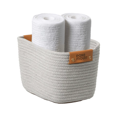 Cesto de Algodão Com Alça 35x25x20 CM Cinza Paramount