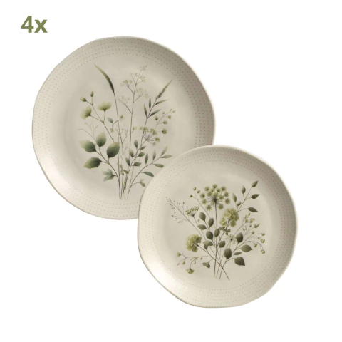 Kit 8 Peças Orgânico Ammi Porto Brasil (4 Rasos/4 Sobremesa)