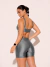 Short Feminino Recortes com Bolsos Cinza Chumbo na internet