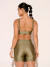 Conjunto Feminino Top e Short Recortes com Bolsos Verde Cidreira na internet