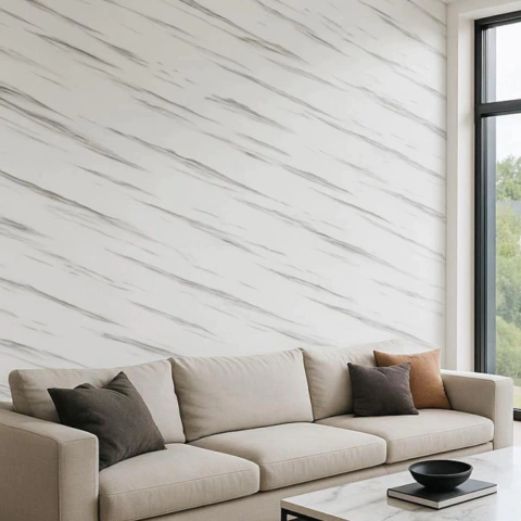 Rollo Autoadhesivo Simil Marmol Brillante 1,2 x 3 M Blanco Veteado