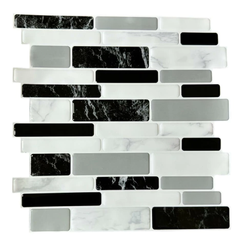 Mosaico Sticker Autoadhesivo Ladrillo Blanco y Negro 30x30 cm - comprar online