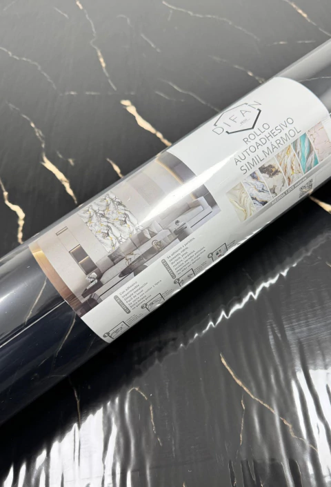 Rollo Autoadhesivo Simil Marmol Brillante 1,2 x 3 M Negro - comprar online
