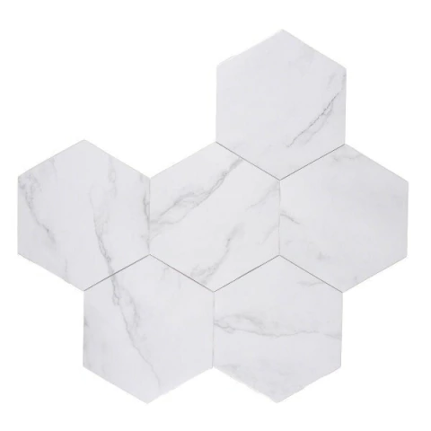 Piso Autoadhesivo Hexagonal Simil Marmol Blanco - comprar online