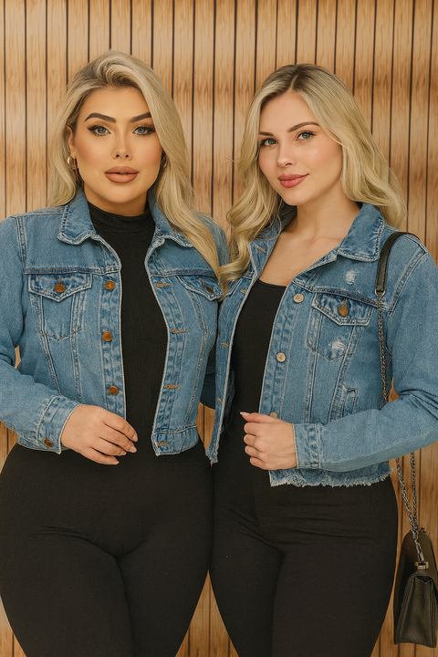 Jaqueta curta jeans 4 botão - comprar online