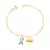 Pulseira Personalizada Com Pingente Laço Autismo E Pingente Coração Com Nome Em Banho de Ouro 18k