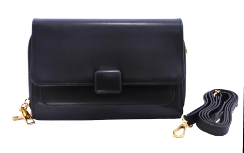 BOLSA P ESTILO CARTEIRA 2 REPARTICOES PRETA