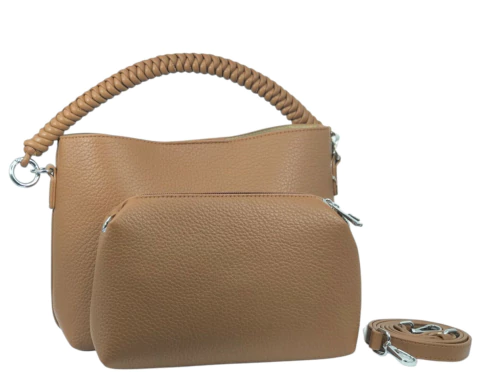 BOLSA P ALCA TRANCADA 2 CORES CARAMELO